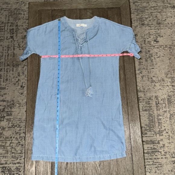 Vineyard Vines Chambray Flutter Sleeve Lace Up Denim Dress‎ Summer Evening - Picture 9 of 11